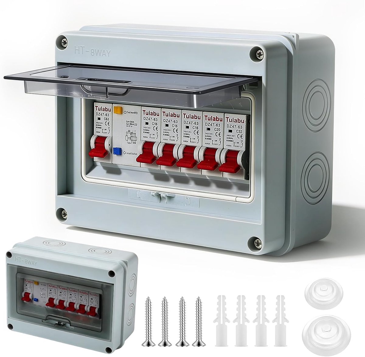 Outdoor elektrische doos IP65 - 5-weg lucht schakelaar - 3 x 16 A/20 A/32 A - weerbestendig en veilig - ShopVlot