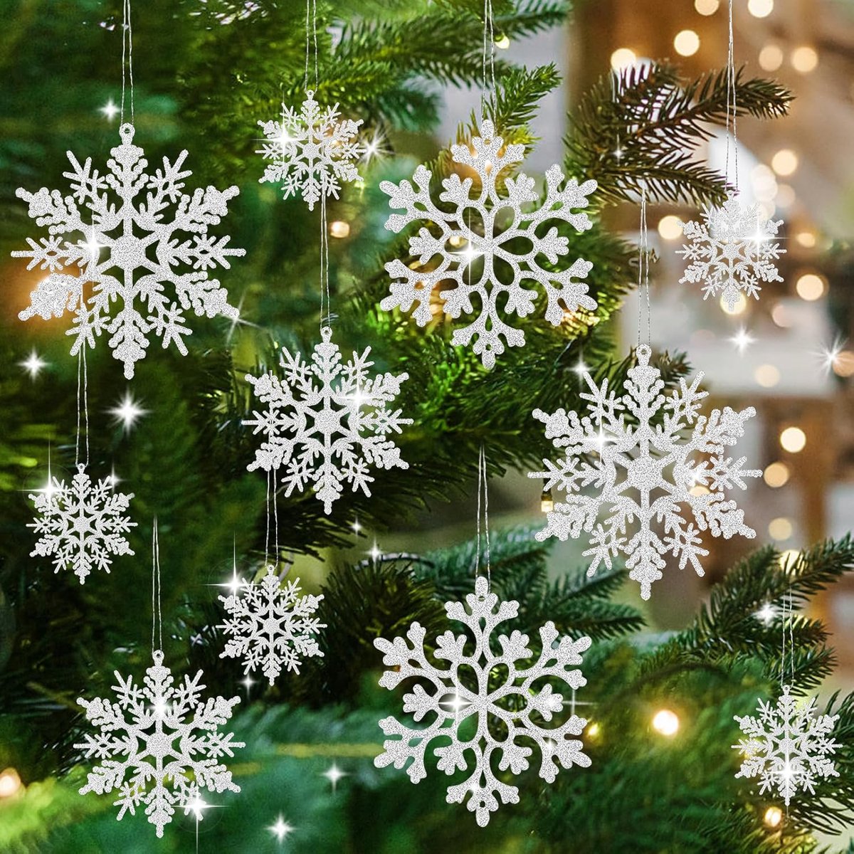 Kerstboomdecoraties sneeuwvlokken - 36 stuks - Hangende ornamenten - Creëer een winterse sfeer - ShopVlot