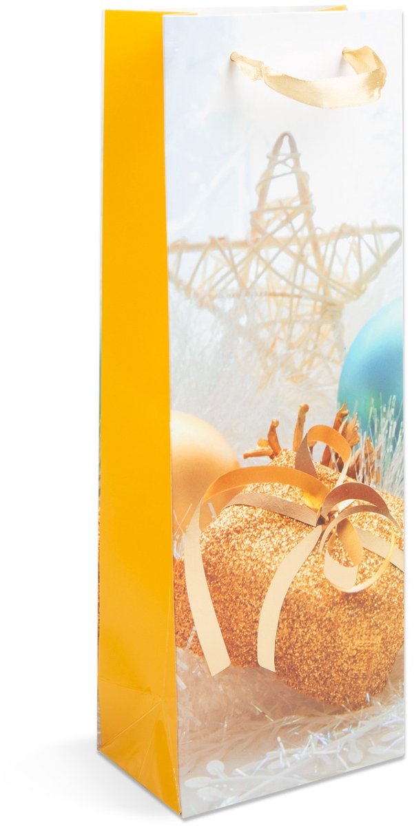 Flessentas Cadeau - Papieren Gift Bag voor Drankflessen - papier, Kerstmis - 360 x 127 x 83 mm - 4 soorten / verpakking 12 Stuks [57108J]