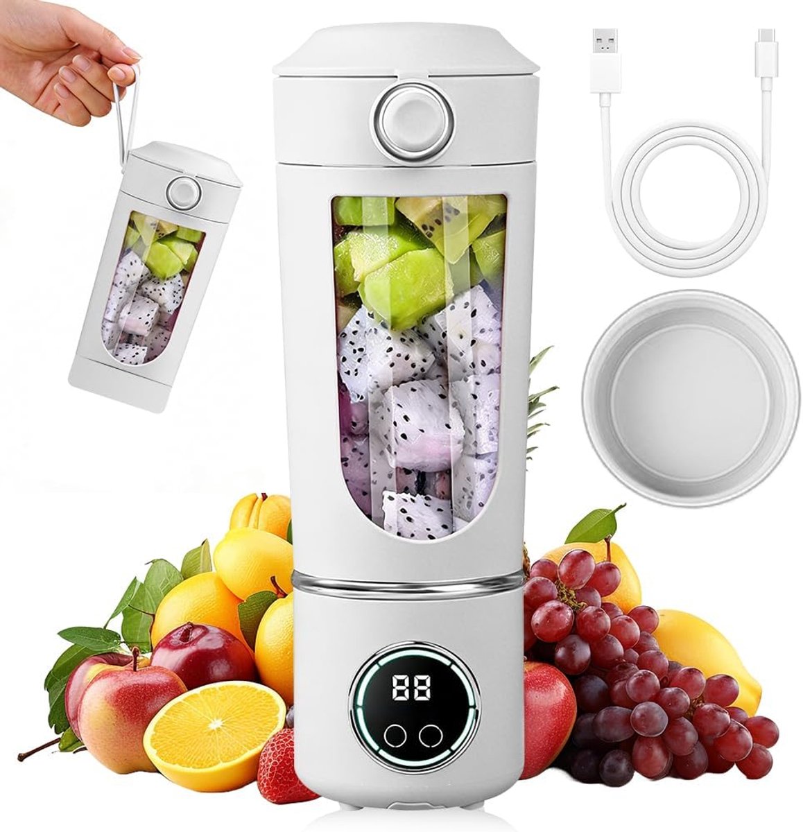 Smoothie Maker To Go 700 ml - Draagbare Blender - LED-display - Snel gezonde shakes in 55 seconden - ShopVlot