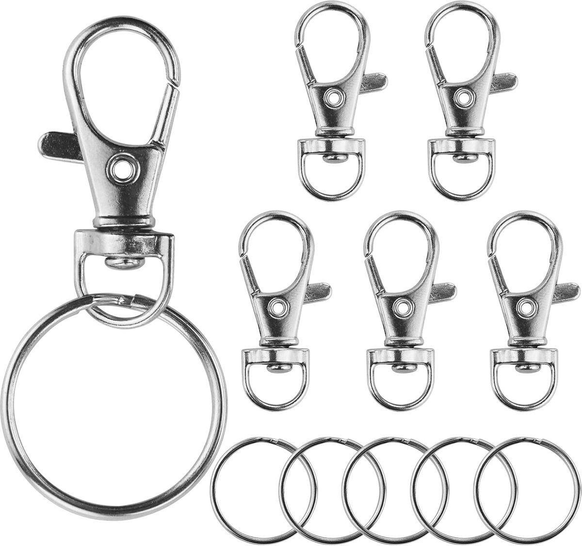 Sleutelhangers 15 stuks - Carabiner haken - 360° draaibaar - Ideaal voor DIY projecten - ShopVlot