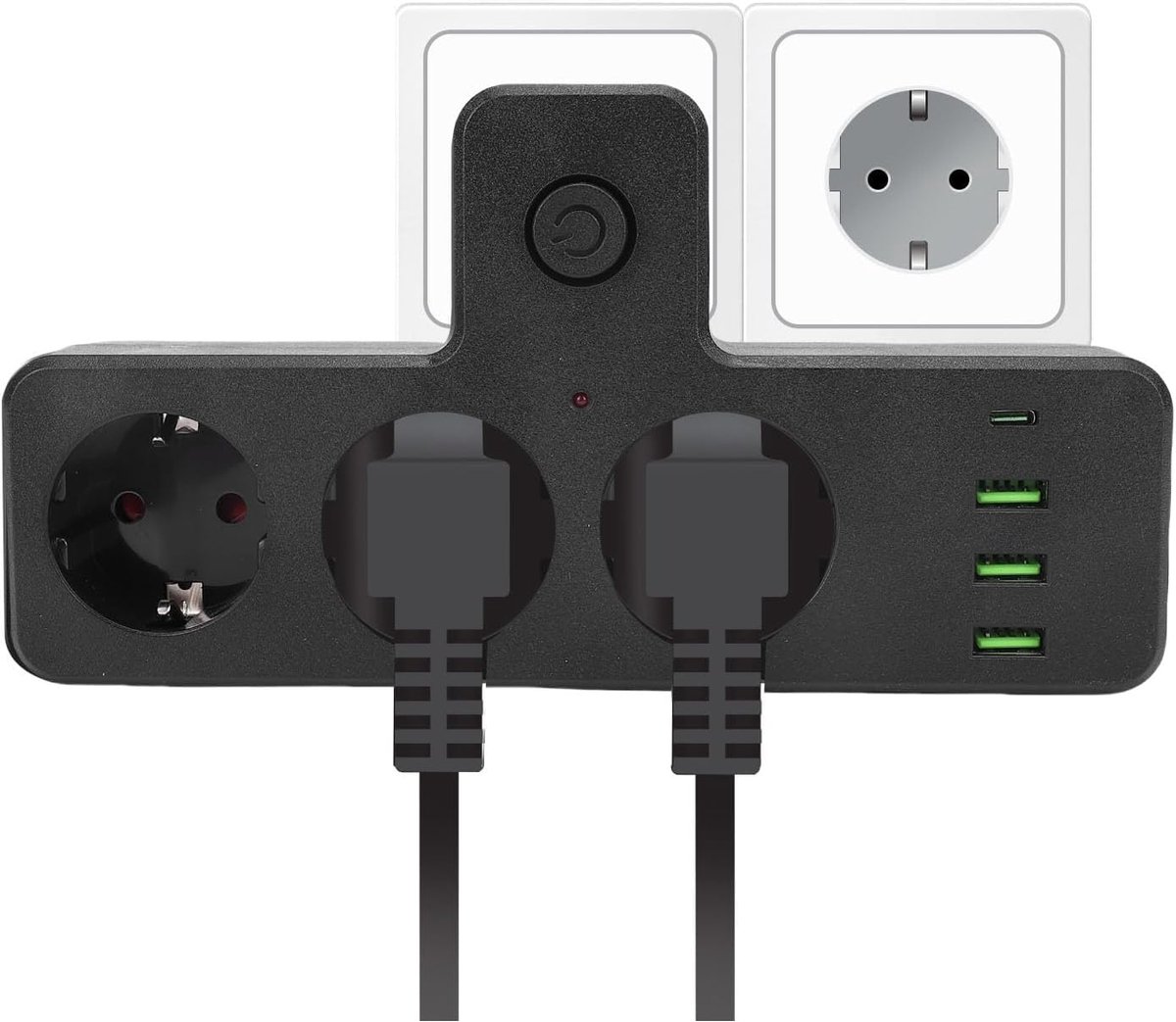 Meerdere stekkerdoos met USB - 3 AC aansluitingen - 3 USB poorten en 1 Type C - ShopVlot