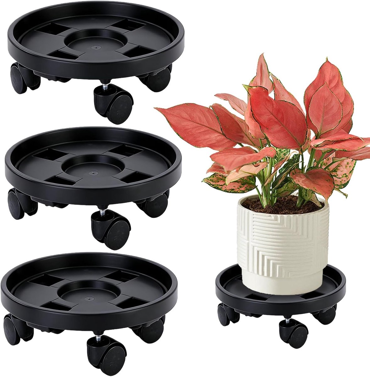 Bloempot roller set van 3 - 30 cm met wielen - 50 kg draagvermogen - eenvoudig verplaatsen van planten - SnelShoppen