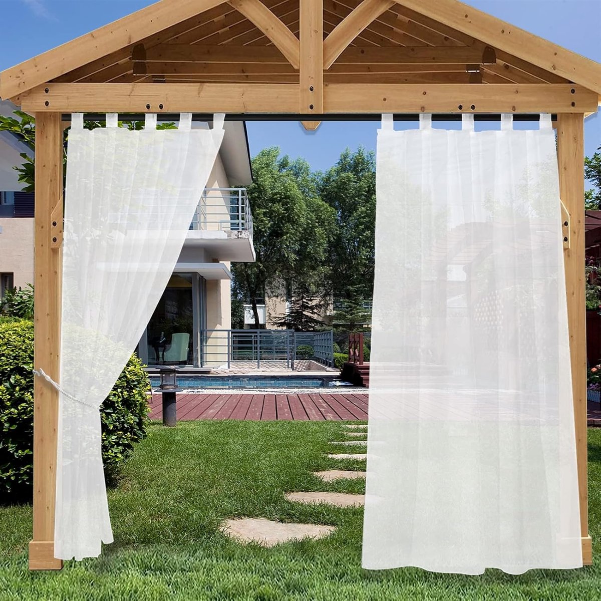Buiten Gordijnen 132 x 213 cm - Waterdicht - Transparant - Bescherming tegen regenwater - SnelShoppen