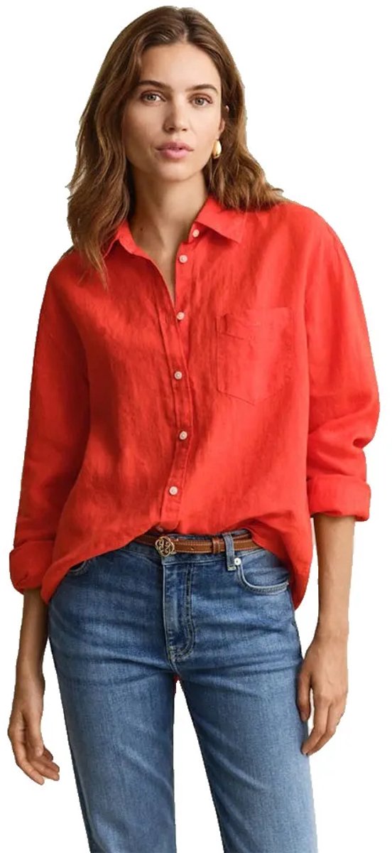 Gant 4300623 Linen Relaxed Fit Overhemd Met Lange Mouwen Rood 34 Vrouw
