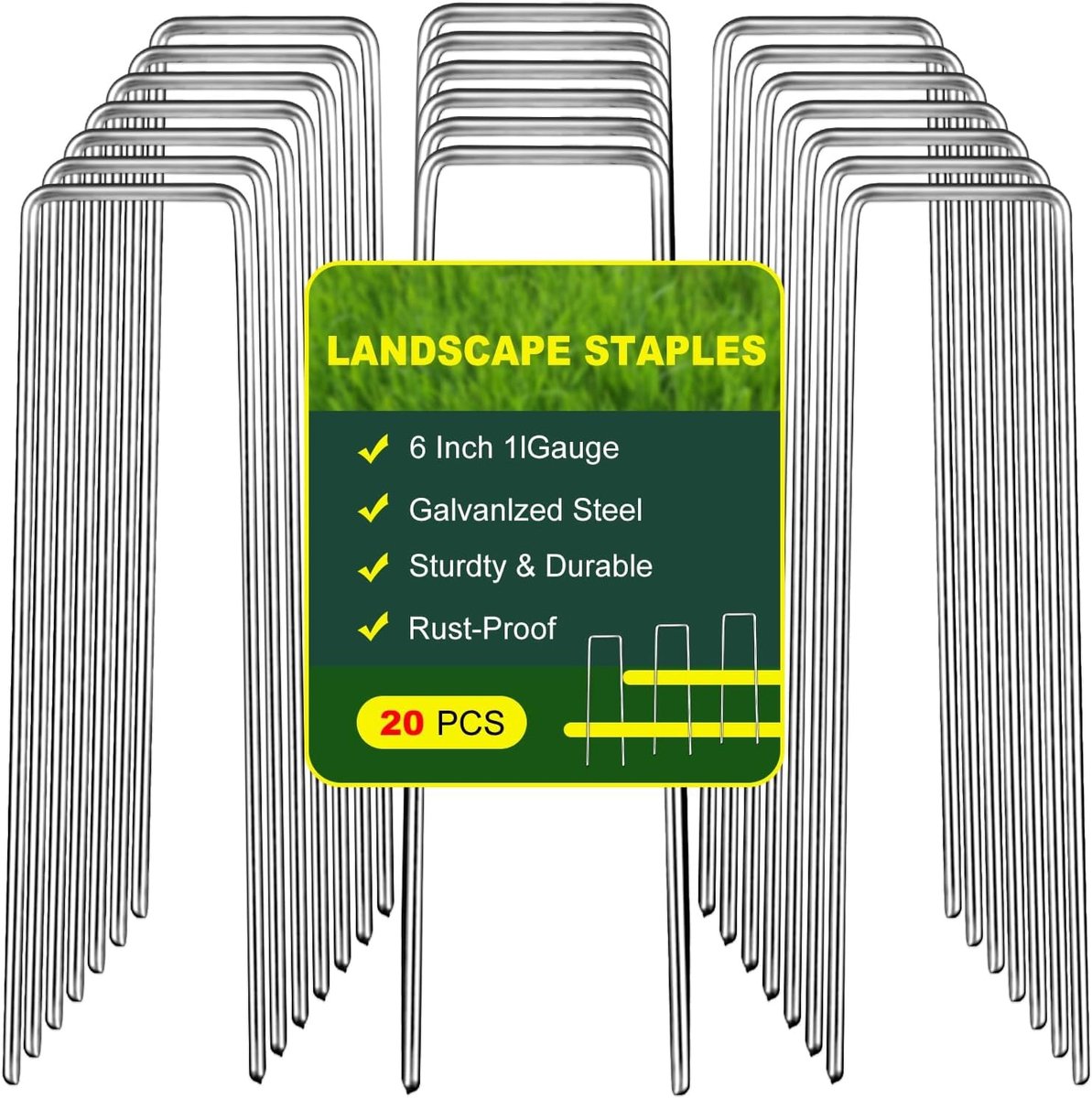Tuinstaken 15 cm - Gegalvaniseerd Staal - 20 Stuks - Ideaal voor Beplanting en Landschapsarchitectuur - SnelShoppen
