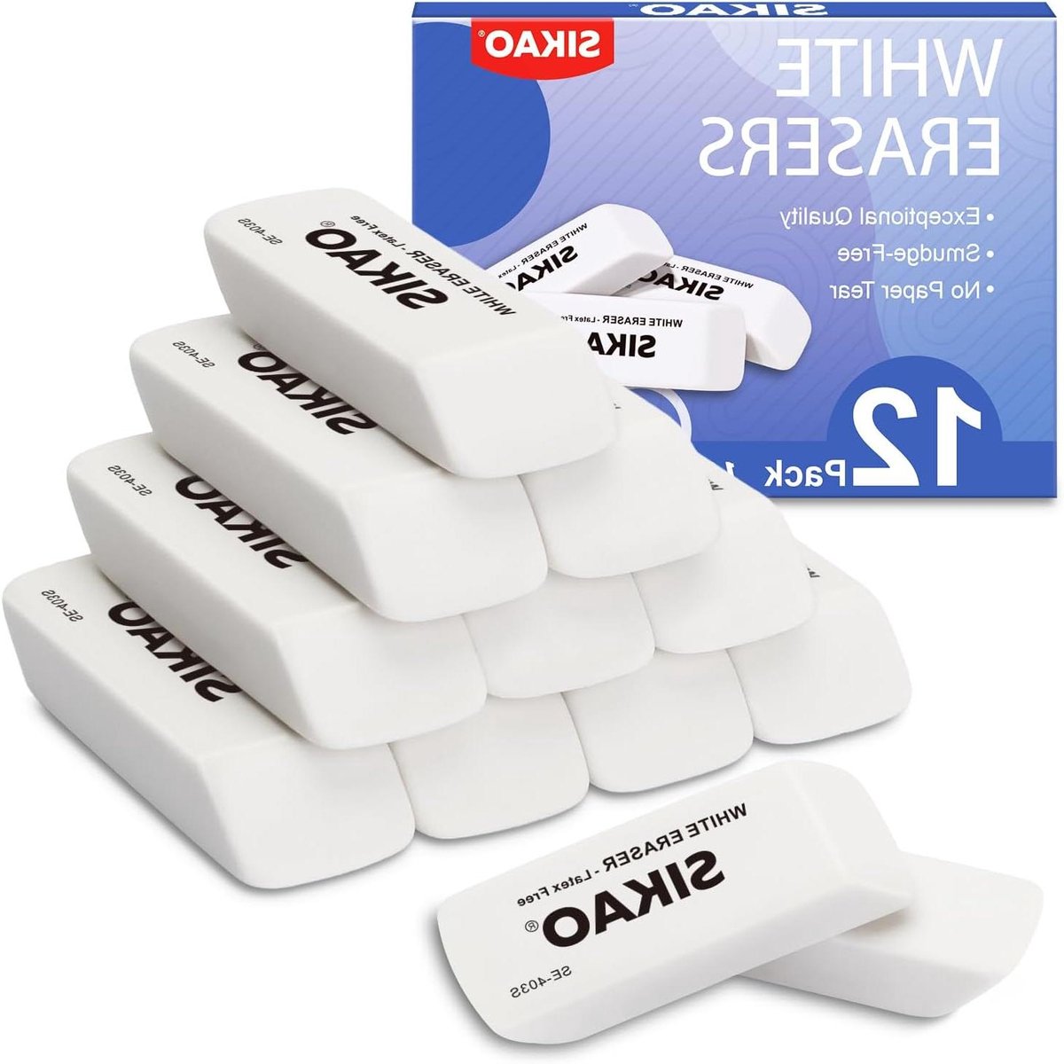 Witte Gummen - Potlood Gummen - Fouten Wissen - Latexvrij TPR Materiaal - 12 Stuks - Wit