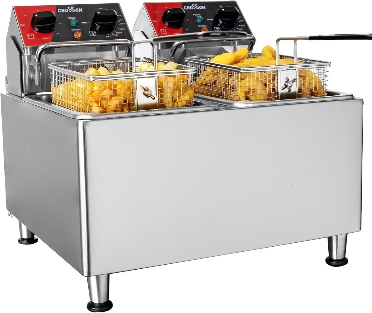 Friteuse 8L - Professionele elektrische friteuse - Dubbele tank 5000W - Perfecte temperatuurcontrole - ShopVlot