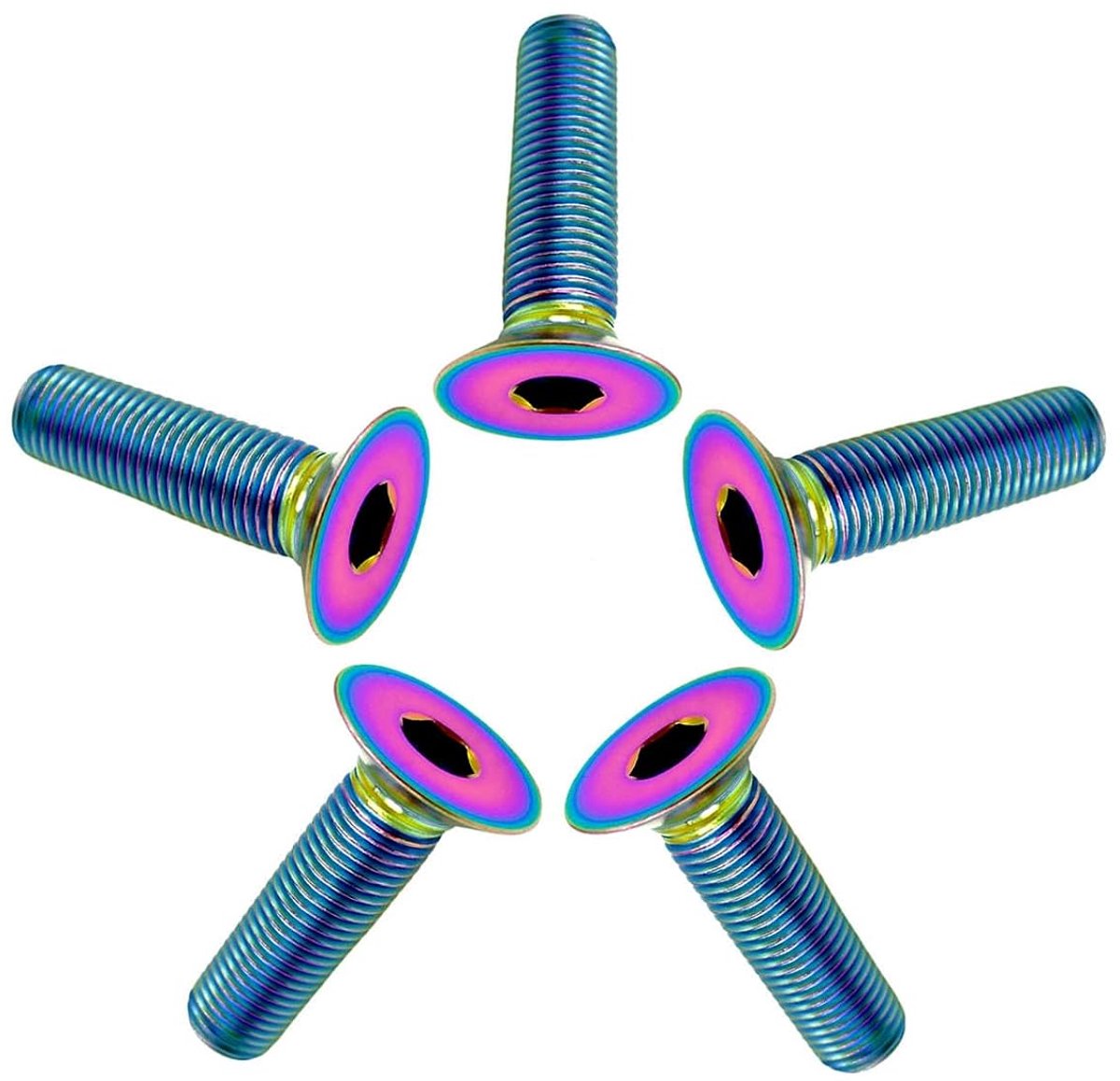 Titanium schroeven M6 x 1 x 30mm - iriserend titanium - verzonken kop - lichtgewicht voor fietsen - ShopVlot