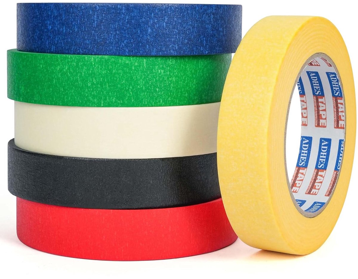 Verf tape 0,95" - 6 rollen - UV-bestendig - 14 dagen schoon te verwijderen - ShopVlot