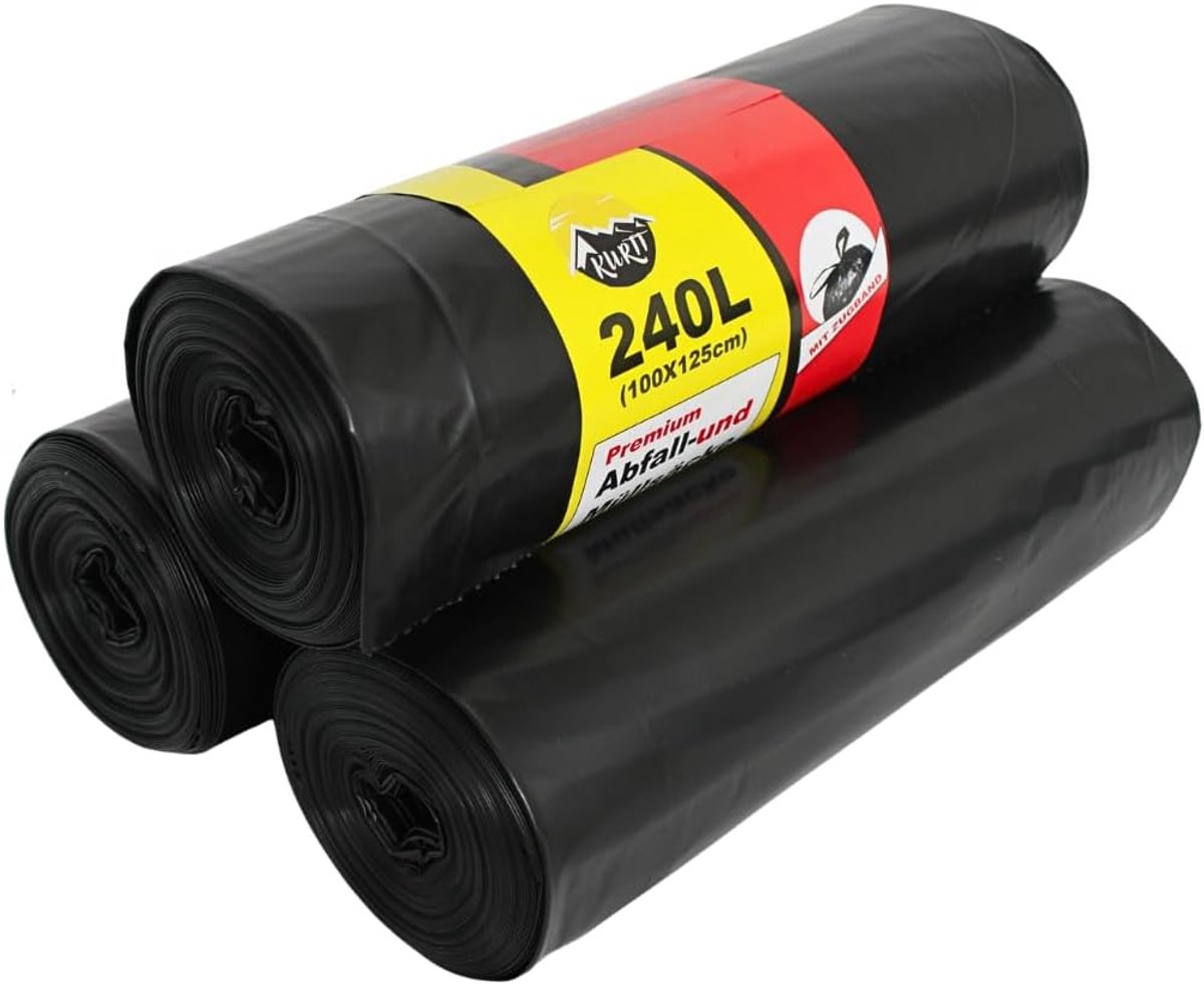 Container bags 240 liter 115x140 cm - 70 micron zwart - stevige kwaliteit - ideaal voor afvalverwerking - ShopVlot