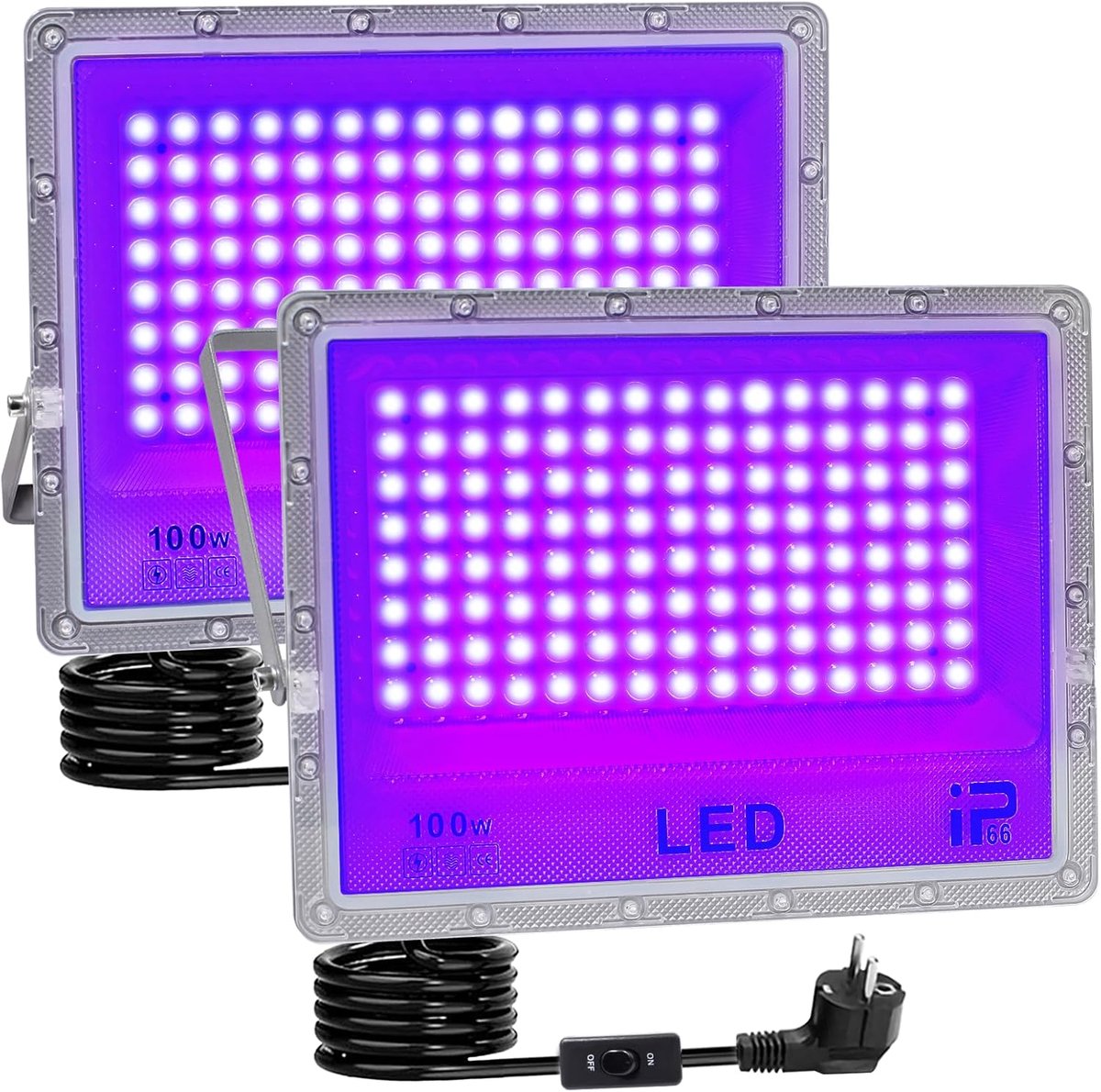 Krachtige Zwartlicht Zonnebank LED Schijnwerper 100W IP65 Waterdicht - UV Licht met Stekker