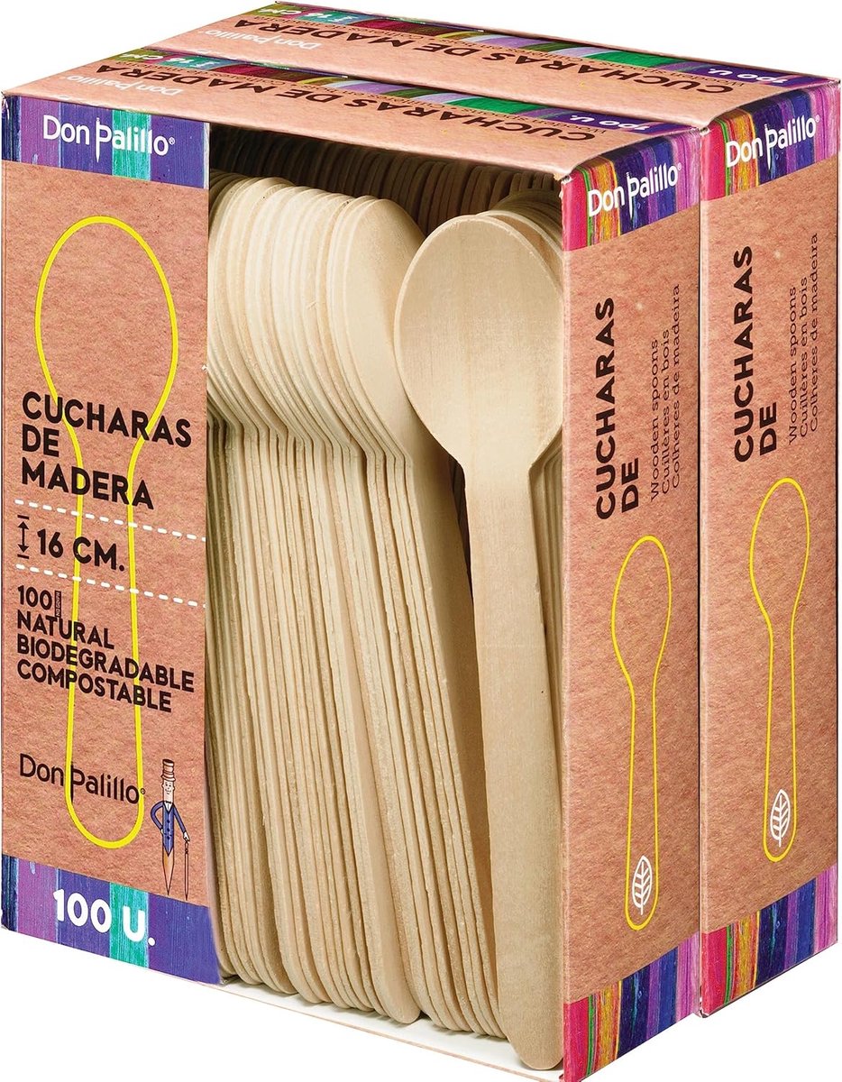 Houten Lepels 16 cm - 200 Stuks - 100% Natuurlijk - Biologisch Afbreekbaar - Ideaal voor Feestjes - ShopVlot