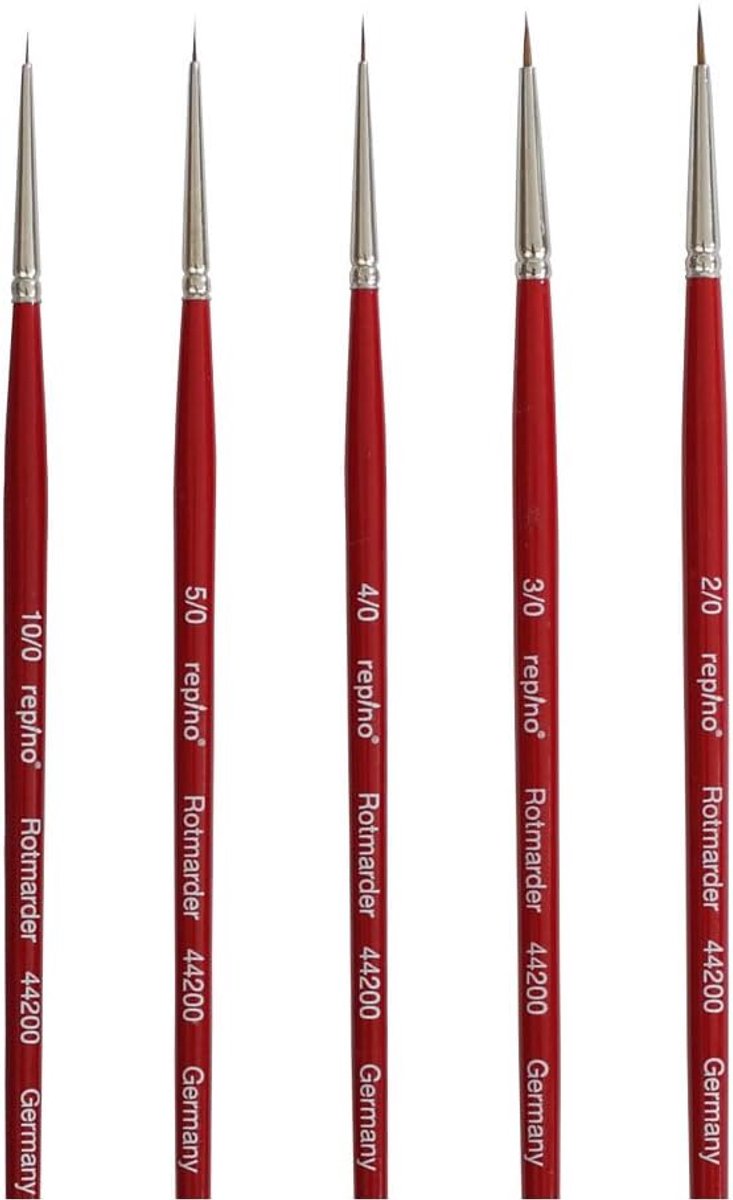 Verfkwasten set - Fijne puntige marten haren - Hoogwaardige kwaliteit - Perfect voor aquarel en modelbouw - ShopVlot