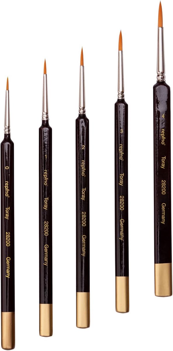 Verfkwasten set - 5-delige set - Toray synthetisch haar - Ergonomisch driehoekig handvat, ideaal voor fijn werk - ShopVlot