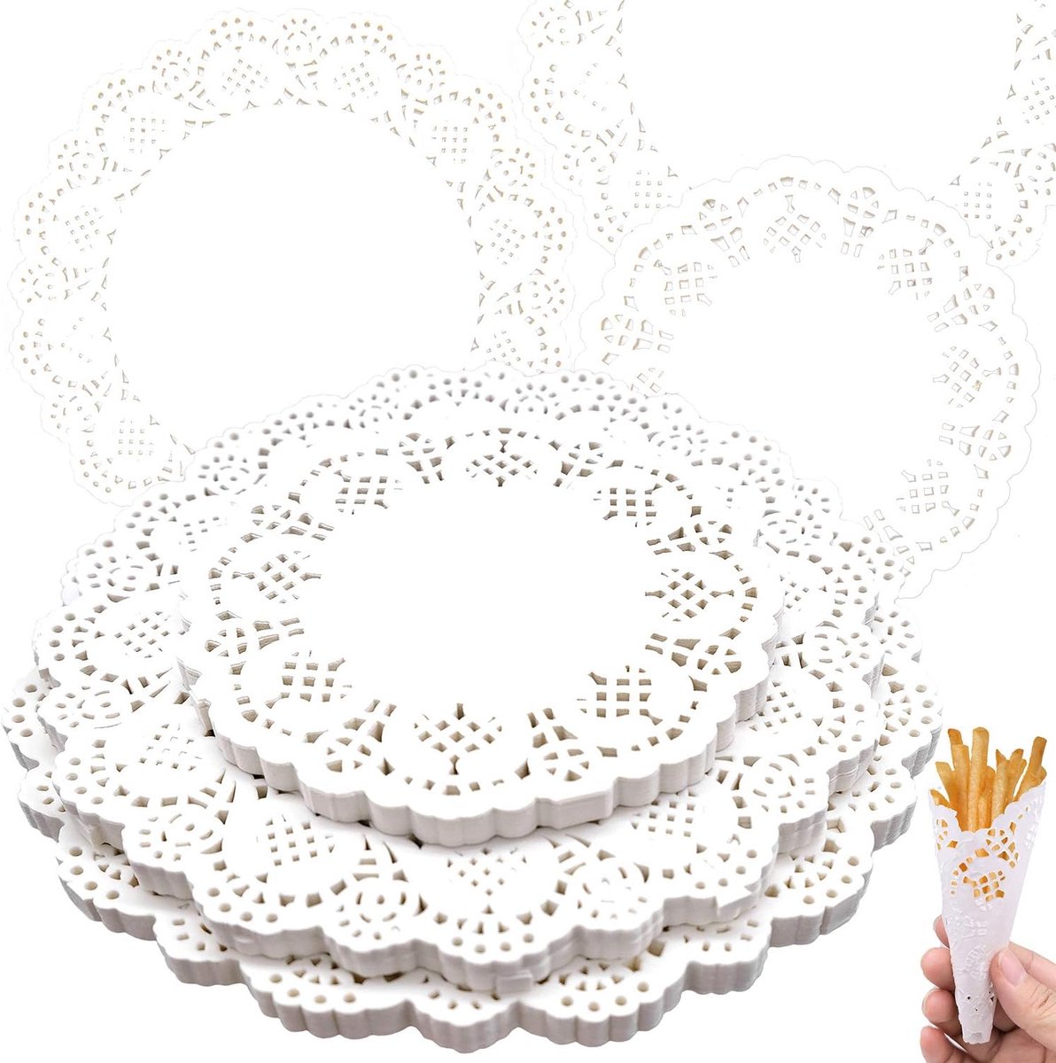 Lace paper doilies 450pcs - rond - 3 maten - elegante tafeldecoratie voor feesten - ShopVlot