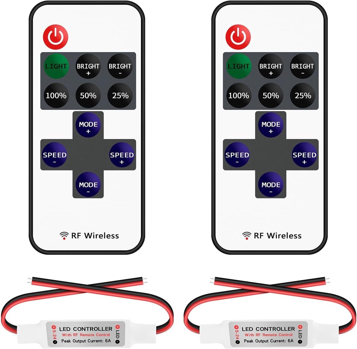 LED controller met afstandsbediening - mini draadloos - 2 stuks dimmer - eenvoudig in gebruik - ShopVlot