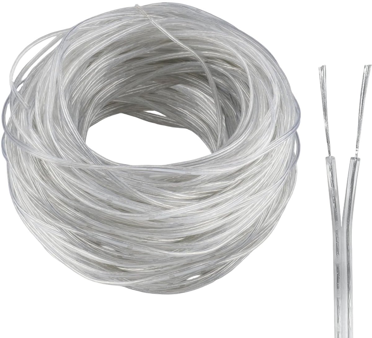 2-aderige kabel 35 m - transparant PVC - flexibel en temperatuurbestendig - ideaal voor lampen - ShopVlot