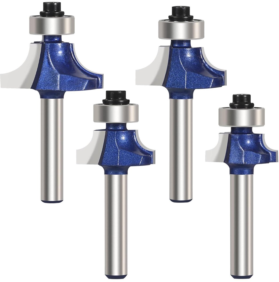Routerbits set 4PCS - 1/4" shank - carbide rondoverfrezen - perfect voor het afronden van hout - ShopVlot