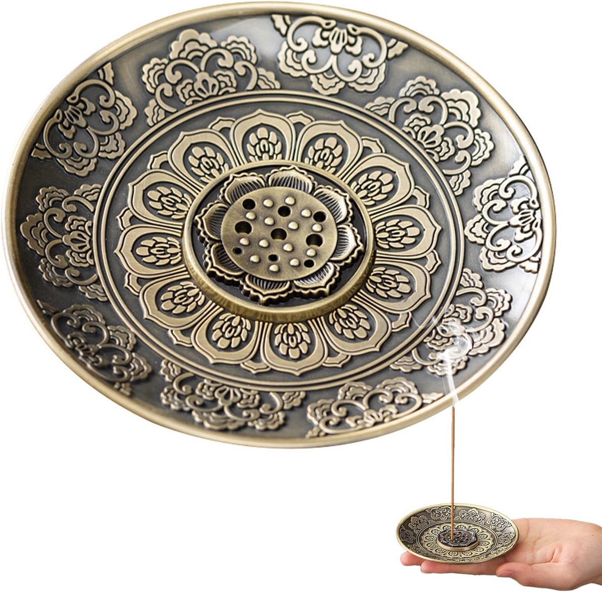 Wierookstokjeshouder - messing lotus - 9-gaats design - ideaal voor yoga en theehuis - ShopVlot