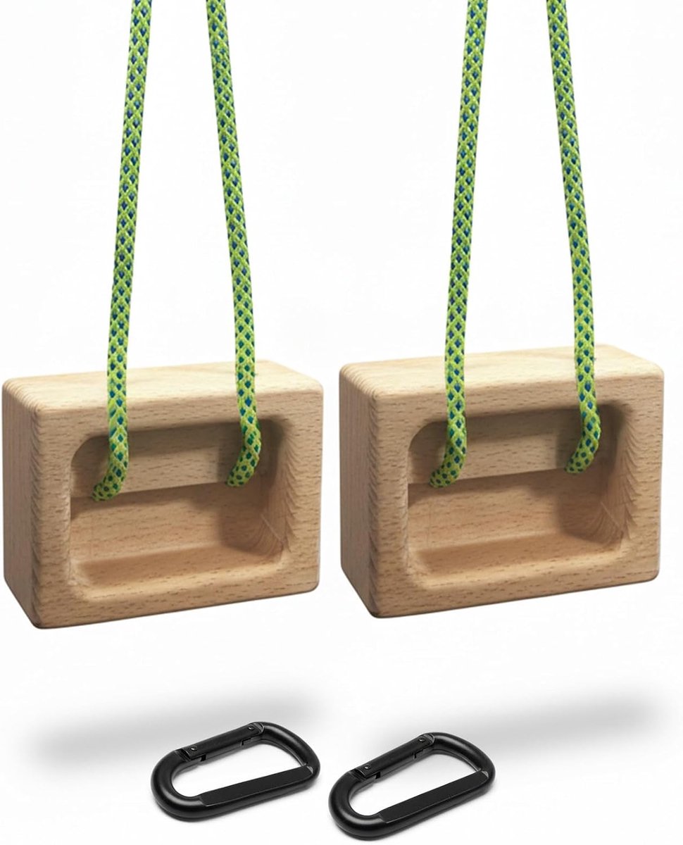 Houten hangbord voor klimmen - dubbele pocket - beukenhout - grip- en onderarmtraining - ShopVlot