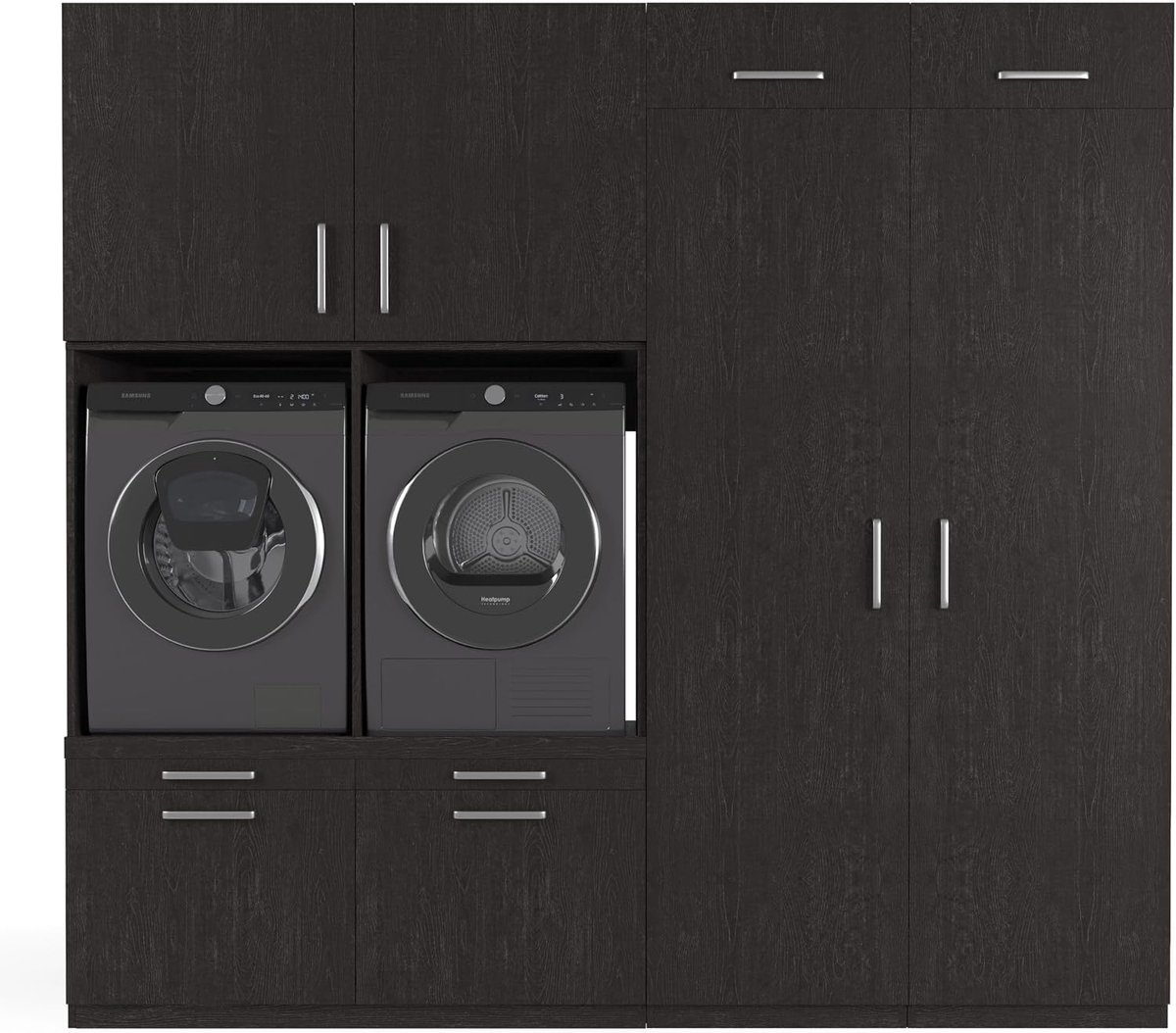 Wasmachine kast 700(D)*2530(B)*2350(H) mm - Zwart - Stijlvol en ergonomisch - Ruimtebesparend ontwerp - ShopVlot