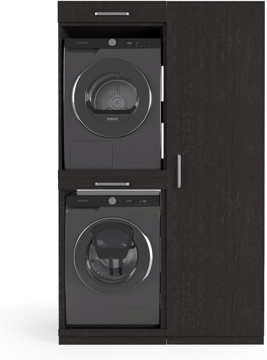 wasmachine kast - 700(D)*1265(B)*2110(H) mm - zwart - stijlvol en ruimtebesparend ontwerp - ShopVlot