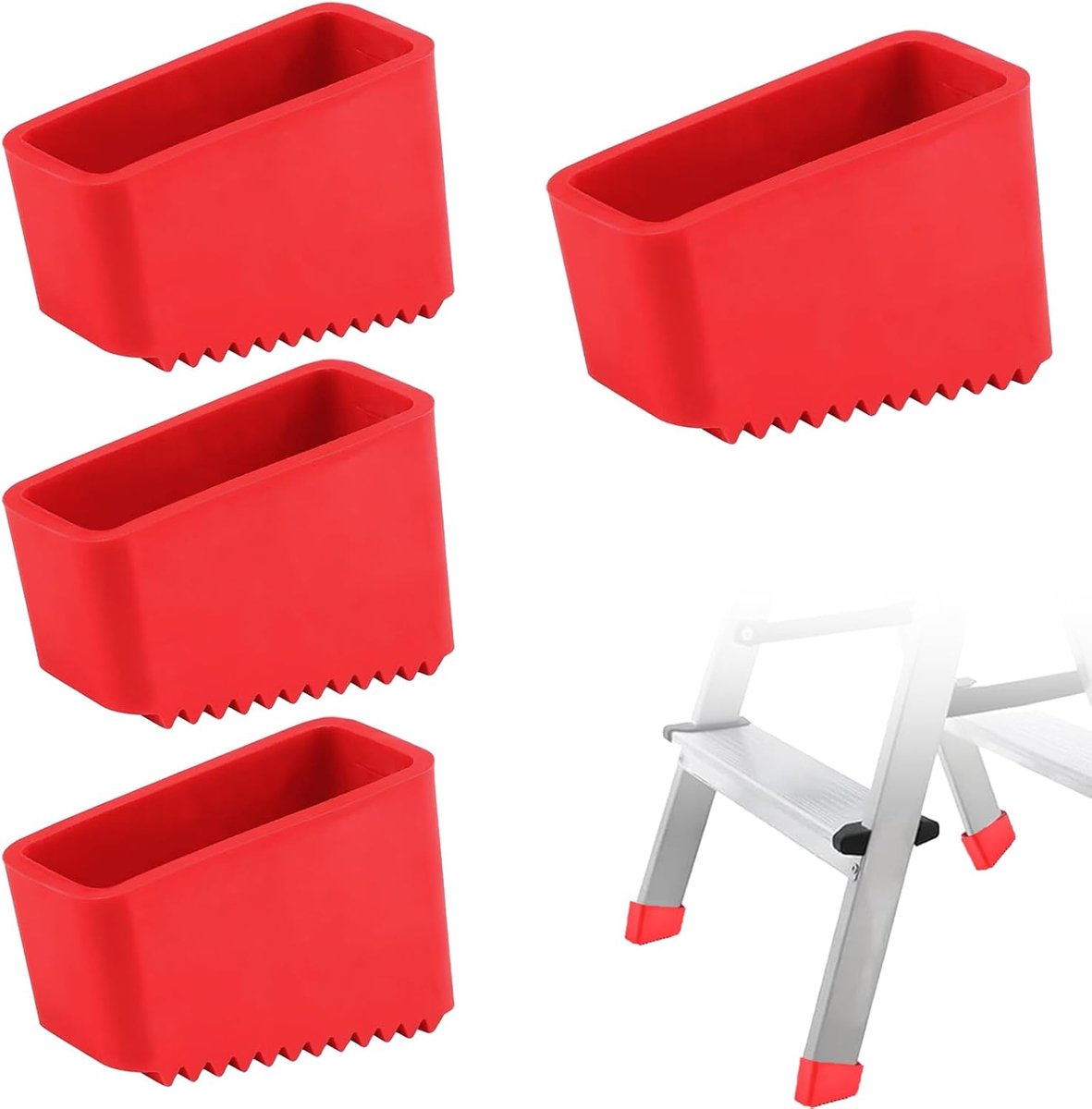 Ladderpoten 4 stuks - reservevoeten voor vierkante ladders 2 x 5 cm - rubberen voetdoppen - ShopVlot