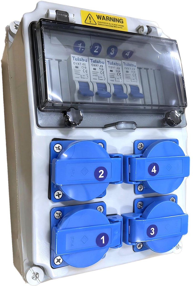 Powerdistributie 16 A - Waterdicht IP44 - Voor wandmontage - Ideaal voor werkplaatsen en bouwplaatsen - ShopVlot