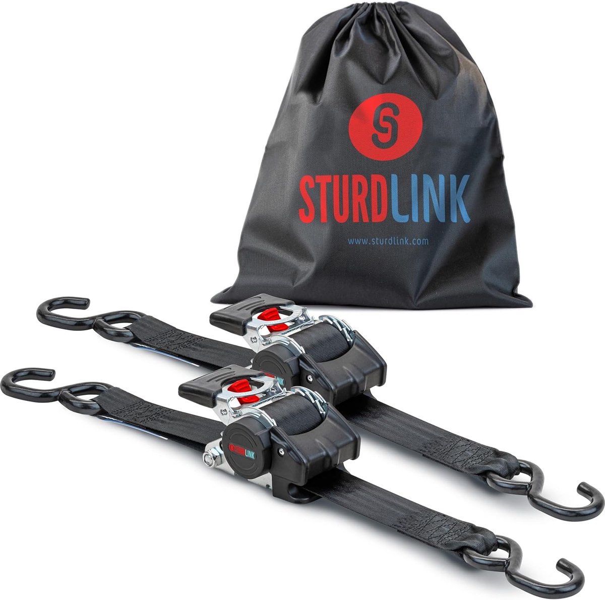 Automatische spanbanden 50mm 3m - set van 2 - met S-haken - ideaal voor trailer en motor - ShopVlot