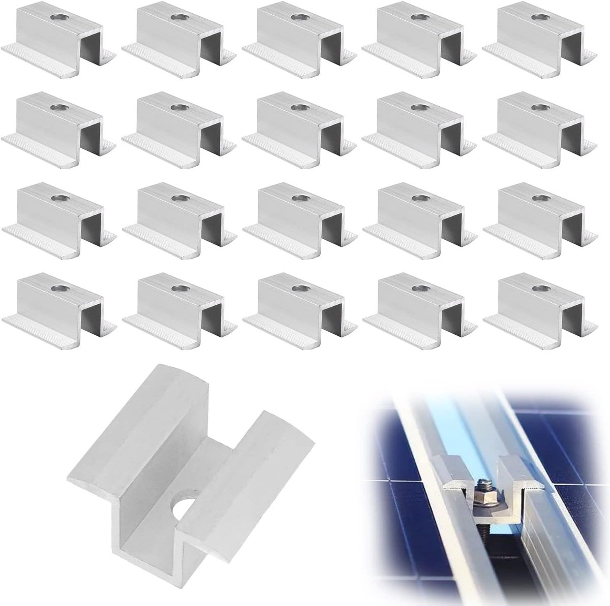 Centerklem zonnepanelen 20 stuks - 8mm boring - carbonstaal - sterke en duurzame bevestiging - ShopVlot