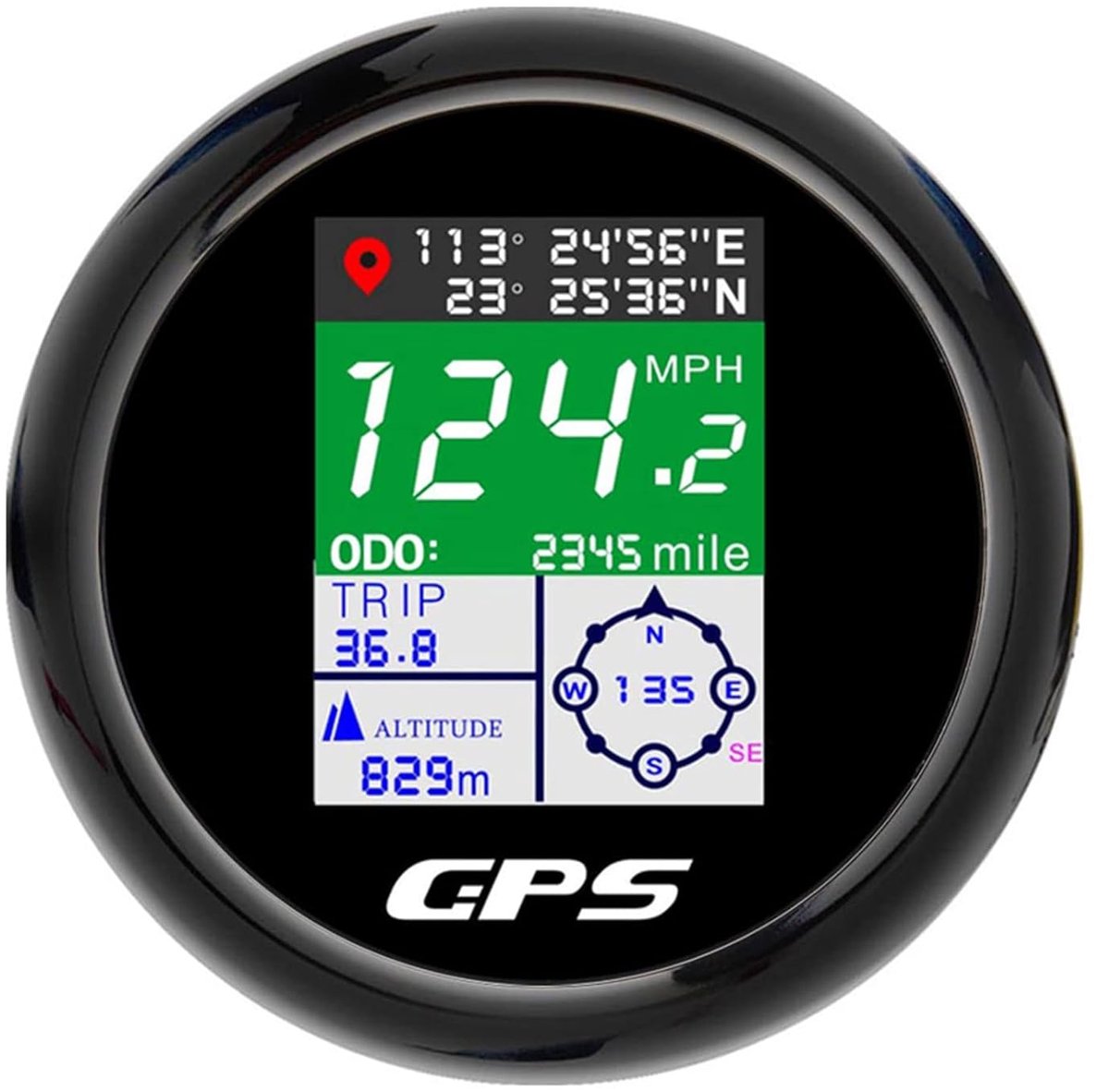 Tachometer 85mm TFT - verstelbaar - digitaal met GPS antenne - ideaal voor boot, auto, RV - ShopVlot