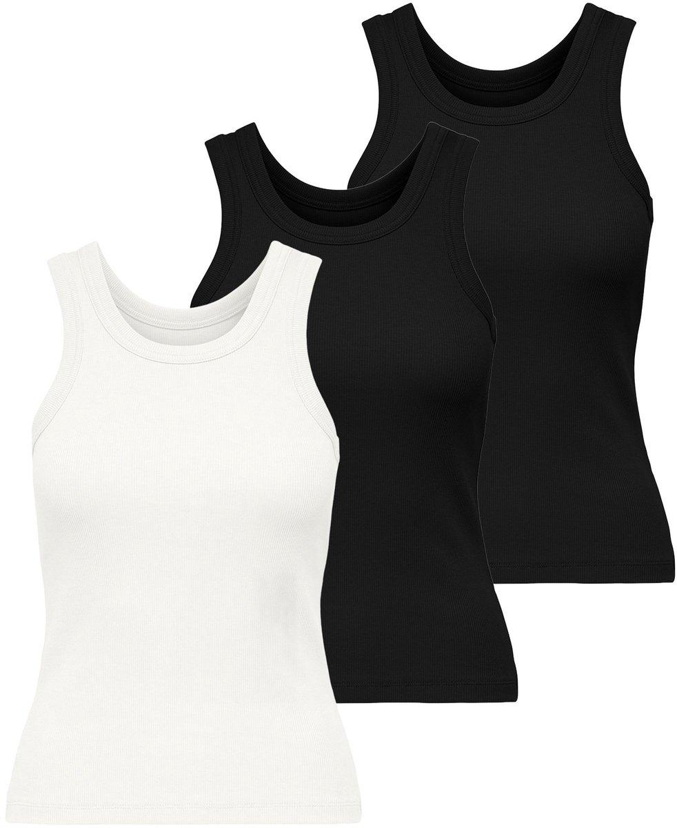 ONLY T-shirt ONLVAL LIFE TANKTOP 3P Set van 3