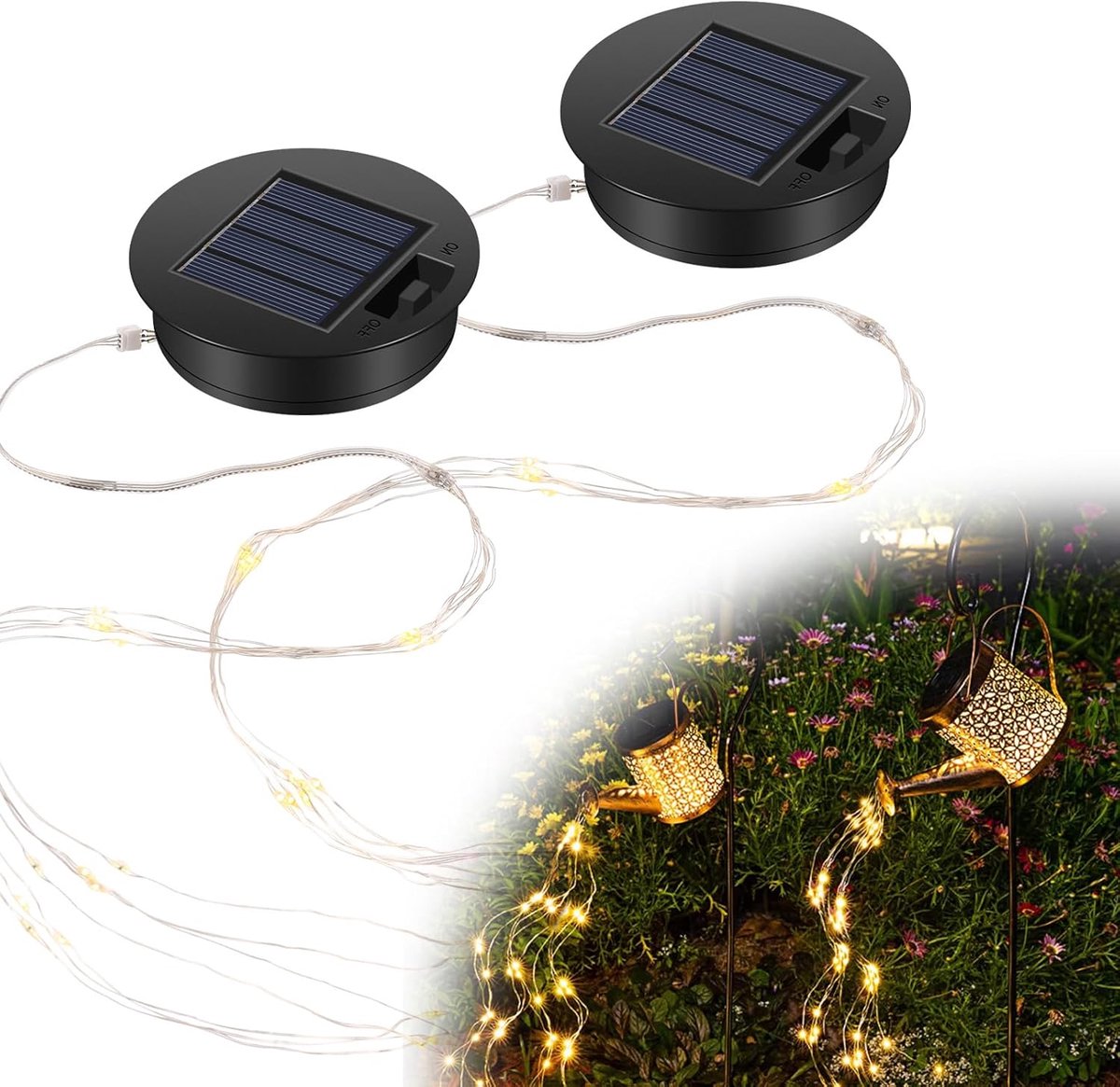 Solarverlichting vervangingsset 2-delig - waterdicht - LED-lampen en zonnepanelen - 8 uur licht per nacht - ShopVlot