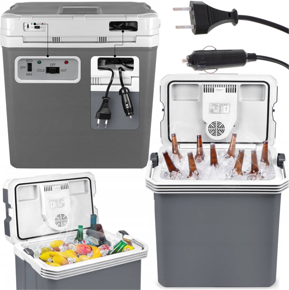 Grote koel- en verwarmingsbox van 35 liter met dubbele voeding (12V/230V)