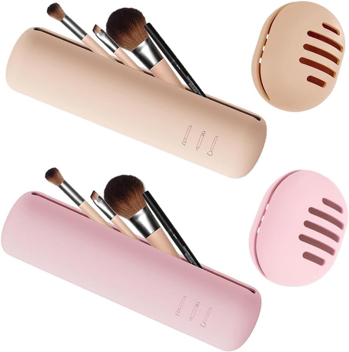 Make-upkwasten etui set - 2x siliconen opbergers - houd je accessoires schoon - ideaal voor op reis - ShopVlot