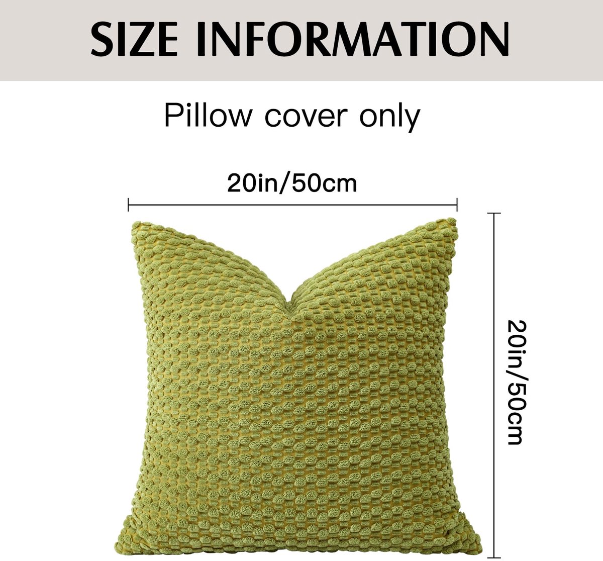 Kussenhoes 50x50cm - Corduroy - Appelgroen gestreept - Perfecte boho decoratie - ShopVlot