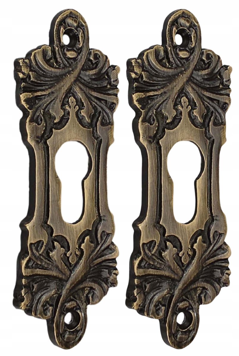 Retro Messing Deurschild met Cilindergat - Patina