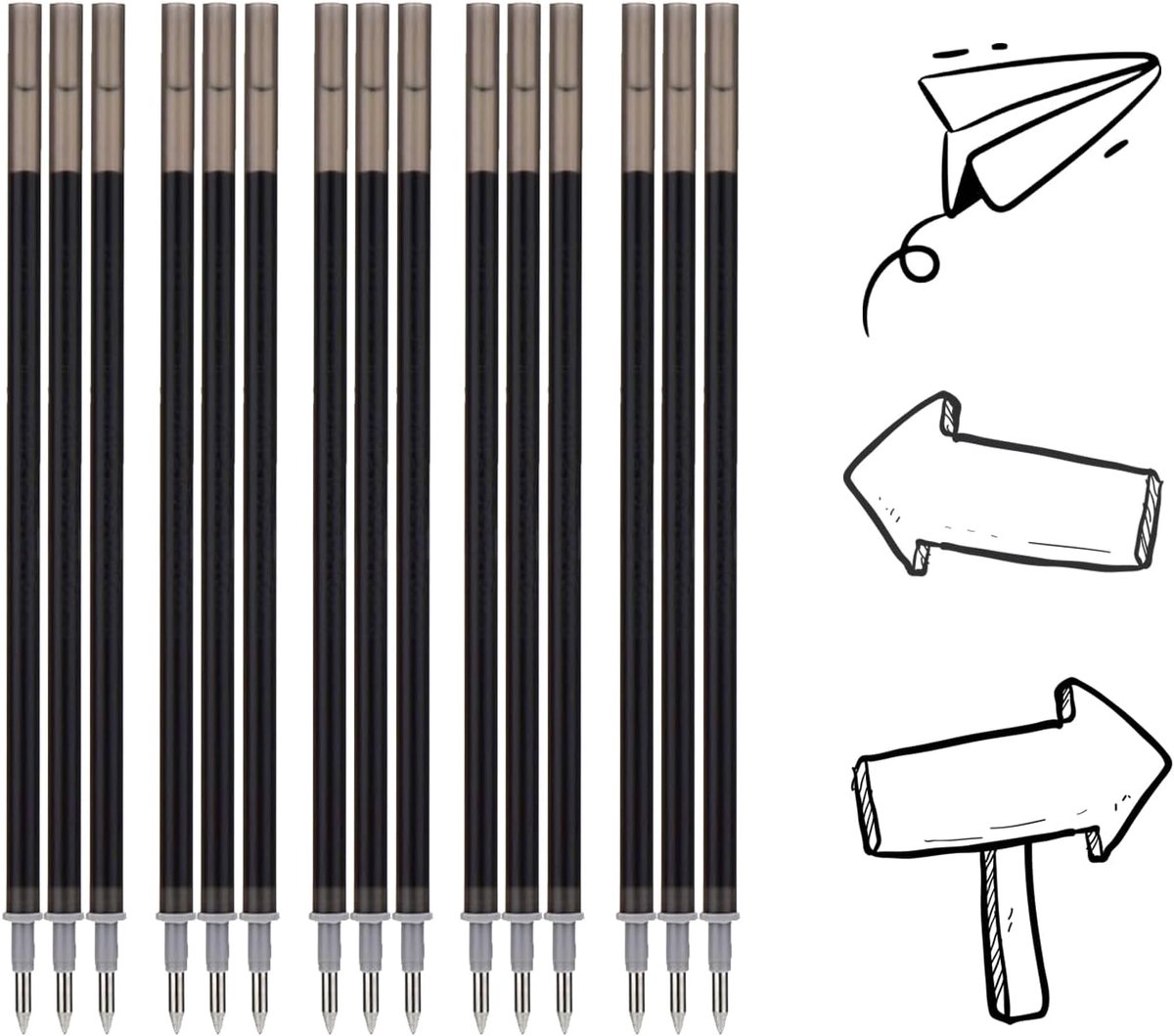 Vulpen navullingen 15 stuks - zwart - 0.7 mm - eenvoudig uitwisbaar - ShopVlot