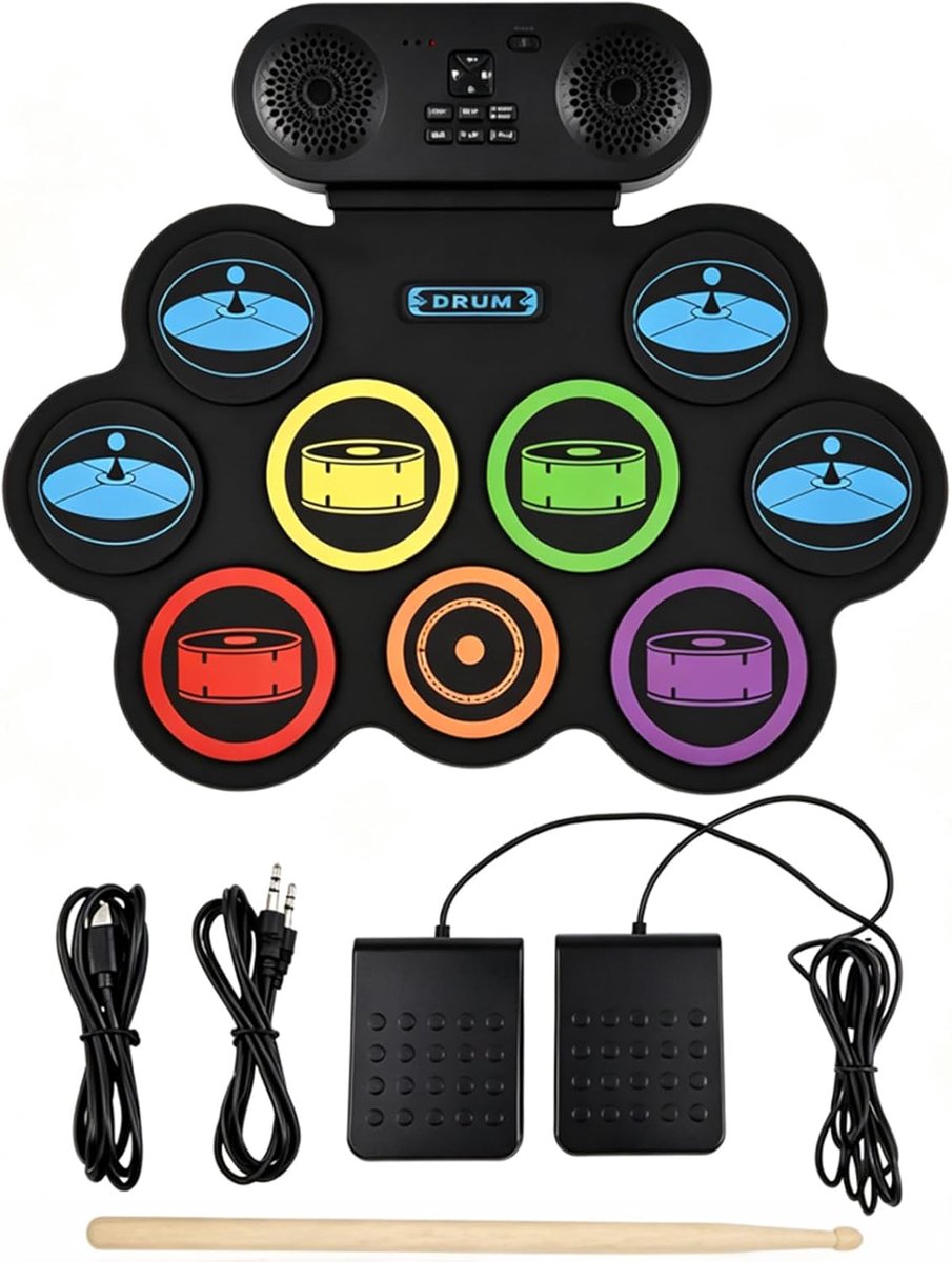 Inklapbare elektronische drum - 9-laagse siliconen pads - dubbele luidsprekers - perfect voor kinderen en beginners - ShopVlot