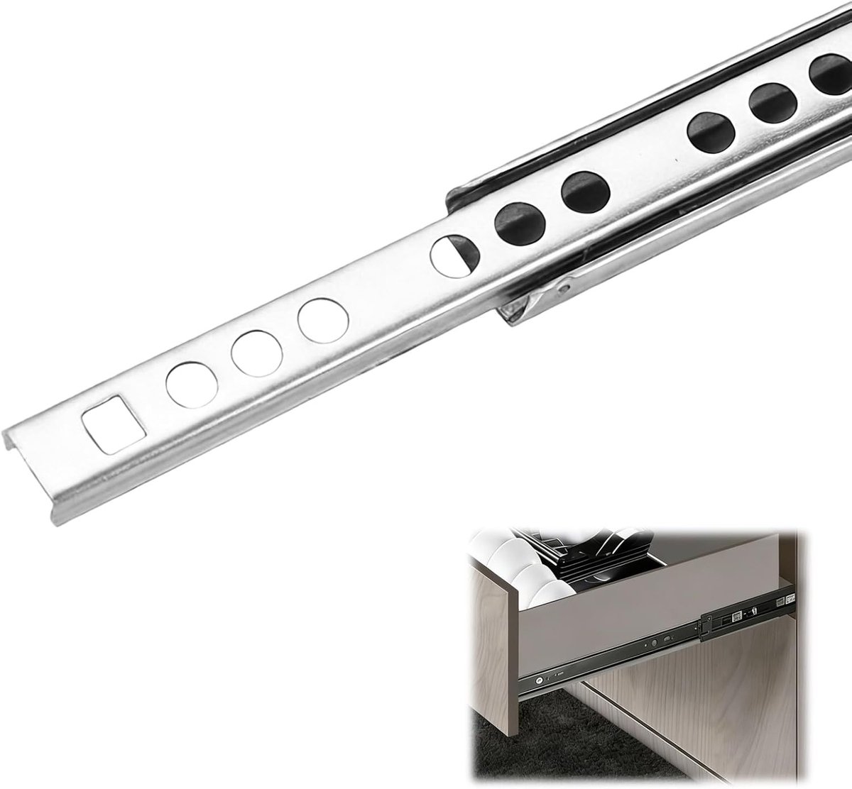 Kogelgroefgeleider 246 mm - telescopische ladegeleider - 10 kg draagvermogen - ideaal voor meubellades - ShopVlot