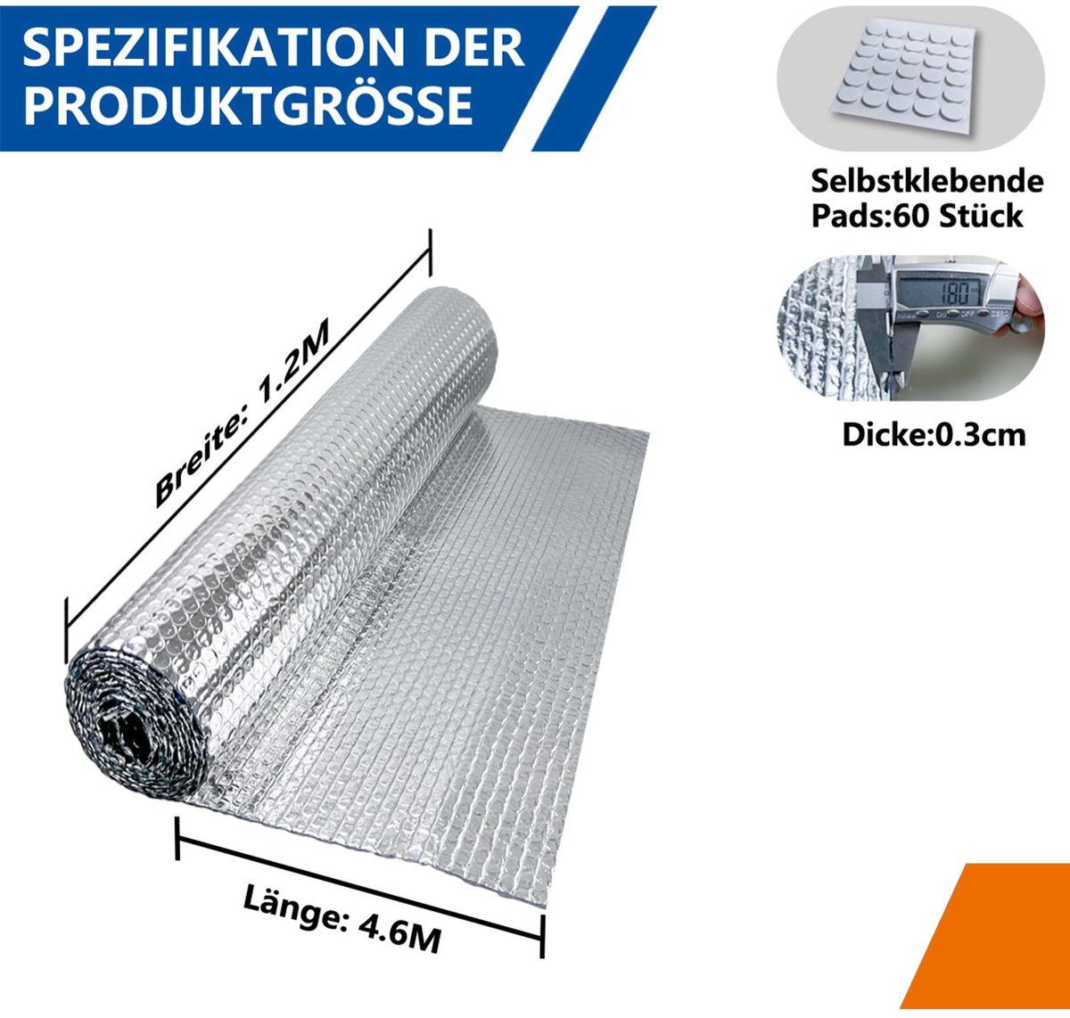 Isolatiefolie 120 cm x 4,6 m - Aluminium luchtkussenfolie - Dubbelzijdig - Ideaal voor radiatoren en ramen - ShopVlot