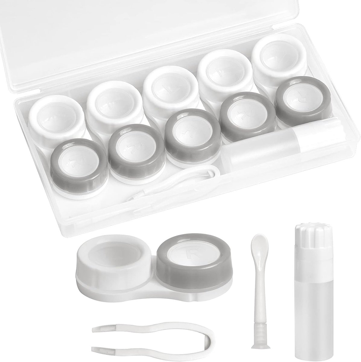 Contactlenshouders 5 paar - Grijs - Compact - Ideaal voor dagelijks gebruik - ShopVlot