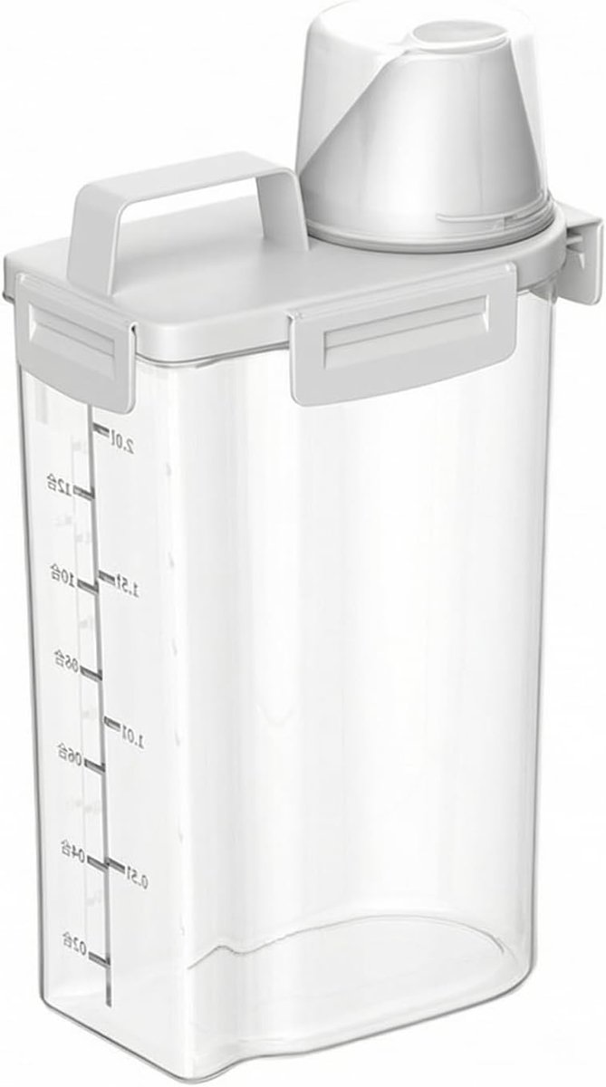 Detergent opslagcontainer 2500ml - luchtdichte dispenser - met maatbeker - ideaal voor waspoeder - ShopVlot