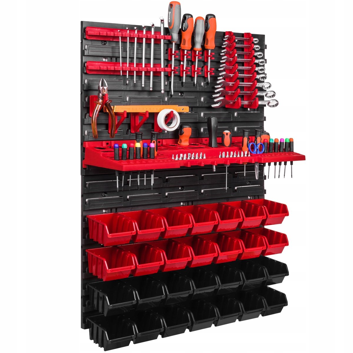 Gereedschapswand 58x78 cm met 28 bakjes & haken - Werkplaatsorganisatie