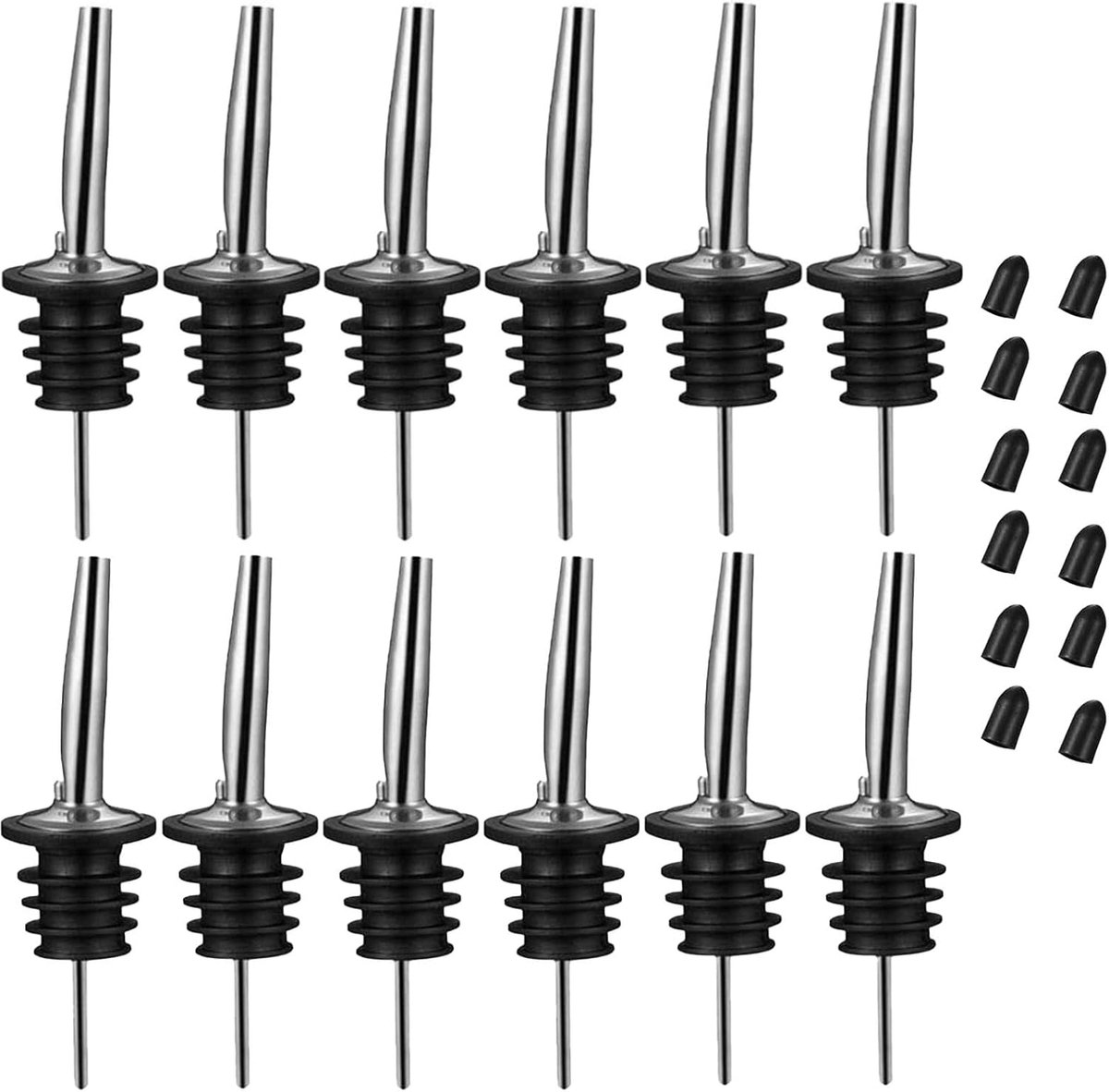 Gietspout 12pcs - Rvs - Antidruppel - Ideaal voor olie en sterke dranken - ShopVlot
