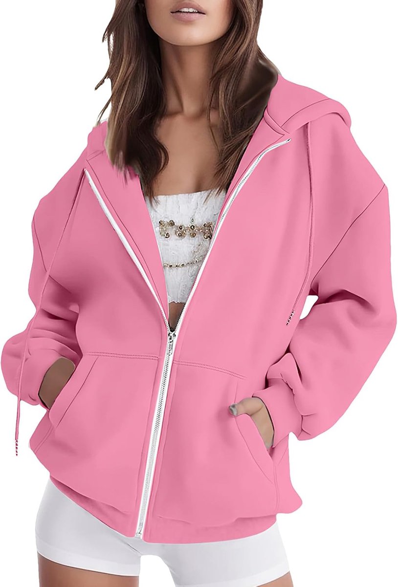 Amropi Dames sweatshirt capuchon jas rits jas casual sport bovenkleding