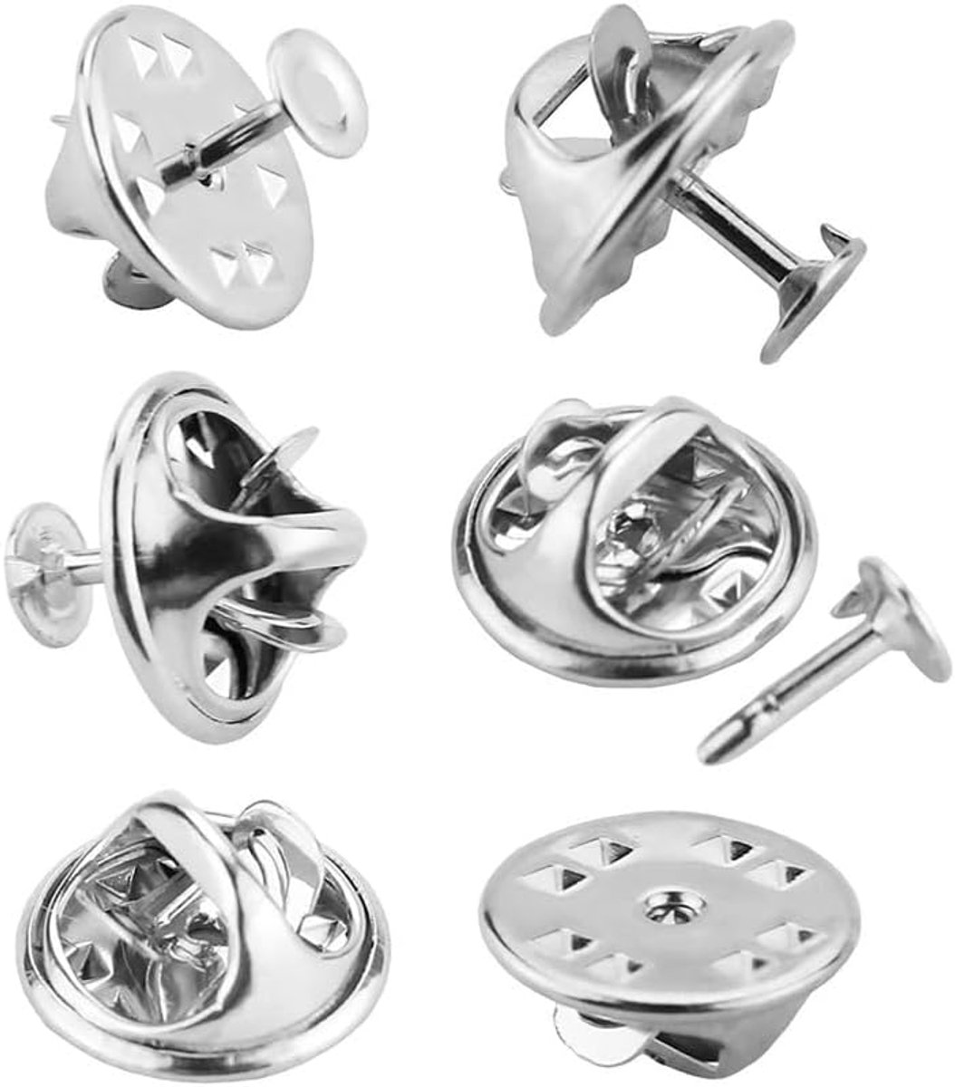 Broche pinnen, vlindersluiting, koper, 100 stuks, achterkant