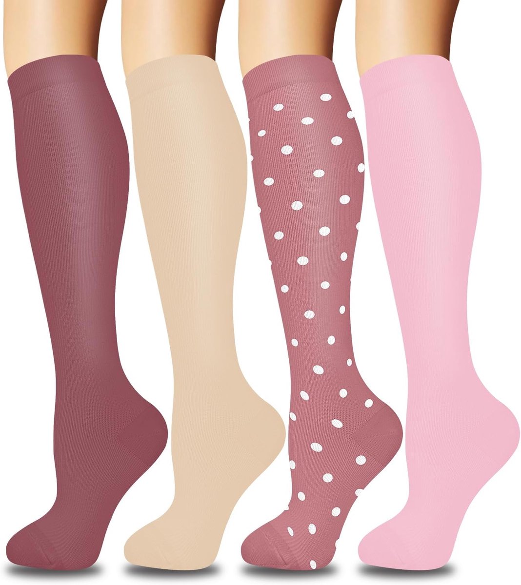 4 paar compressiekousen voor dames en heren, kleurrijke steunkousen, compressiesokken voor sport, vlucht, hardlopen, reizen, fietsen, verpleegkundigen