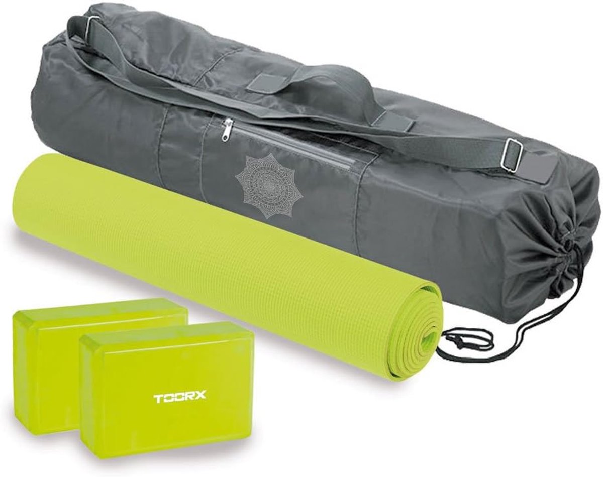 Yoga set met mat, 2 stenen en tas - ideaal voor thuis en onderweg - complete yoga ervaring - SnelShoppen